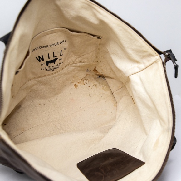 Will Original Genuine Leather Utility Shoulder Tote Purse Bag Weekender Brown - Picture 7 of 7